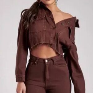 Trendy Brown Cropped Jacket